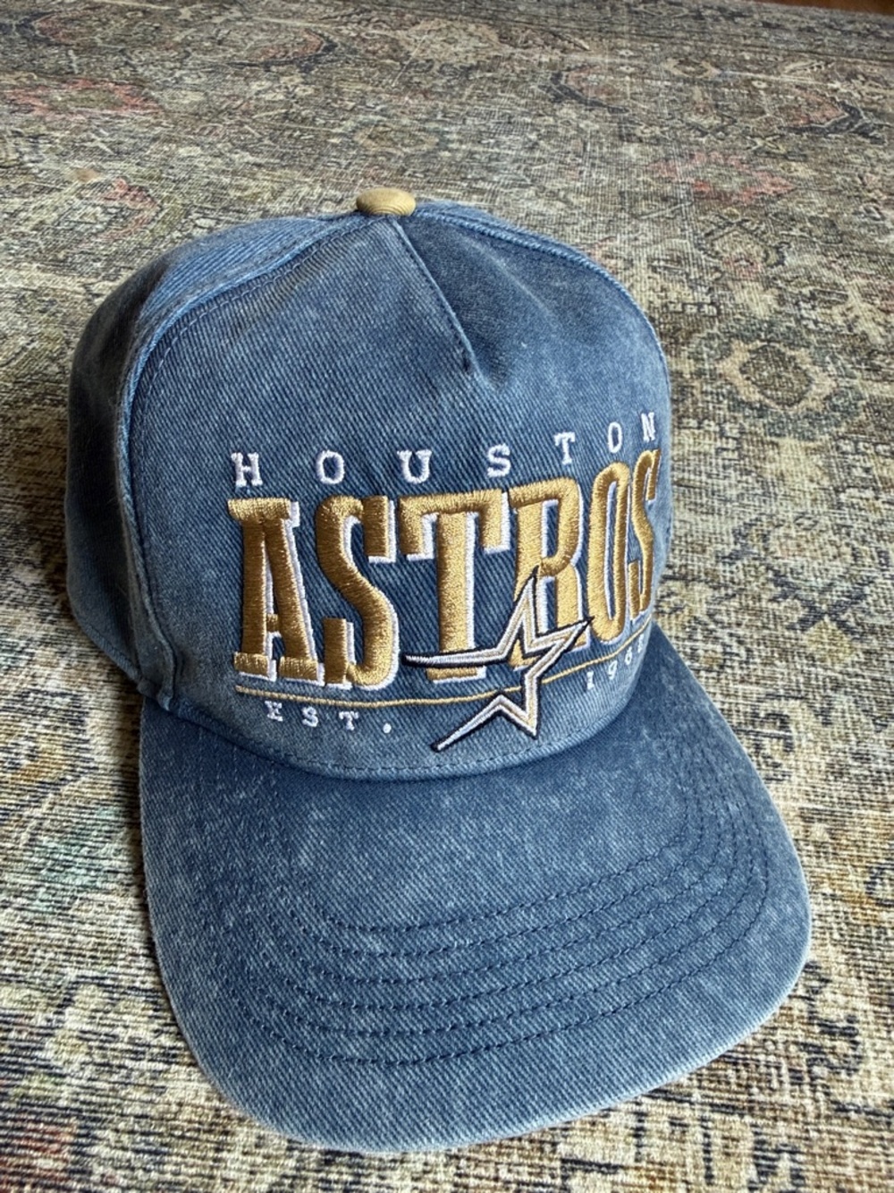 ‘47 Houston Astros Denim Baseball Cap in Blue and Gold